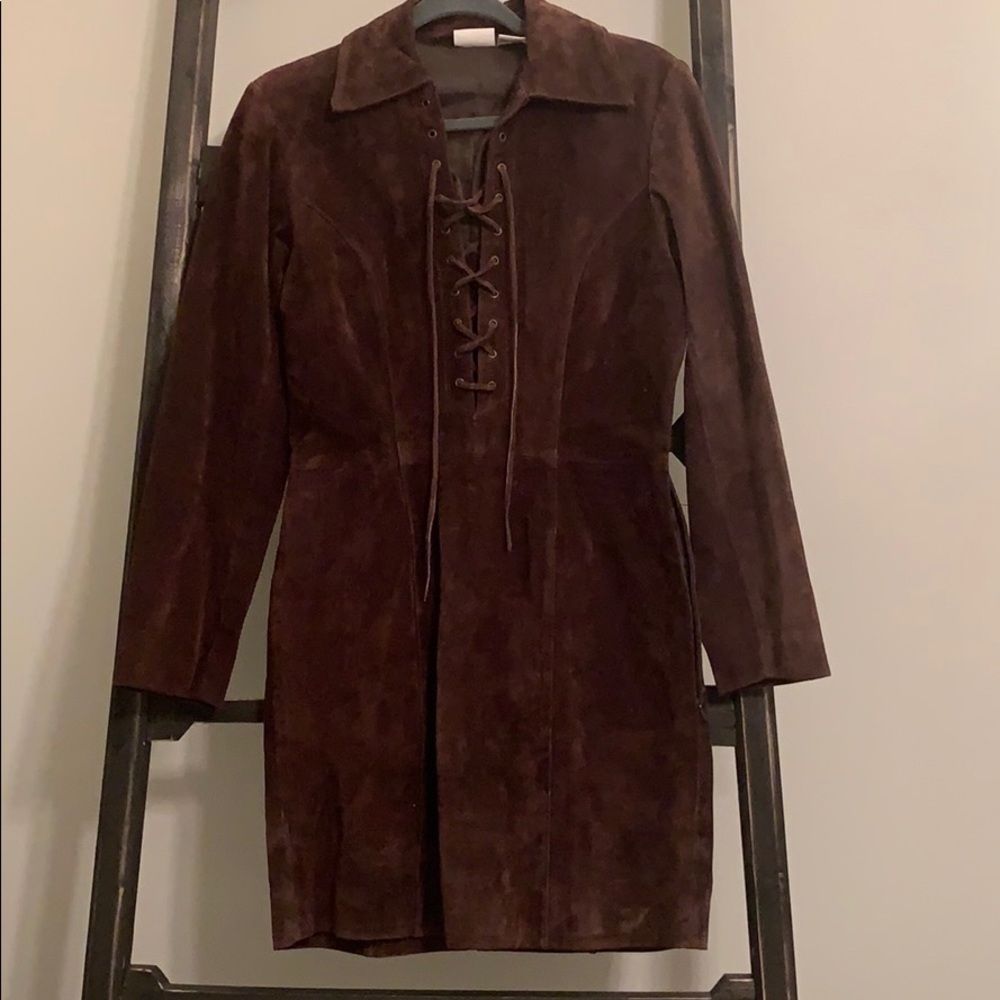 Vintage leather long sleeved dress